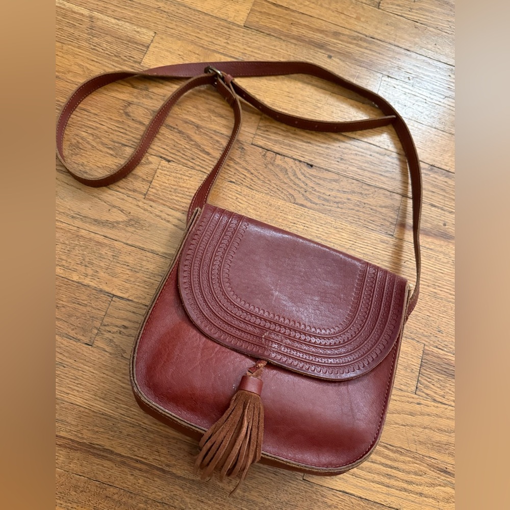 LUCKY BRAND Vintage Genuine Leather Crossbody Saddle Bag